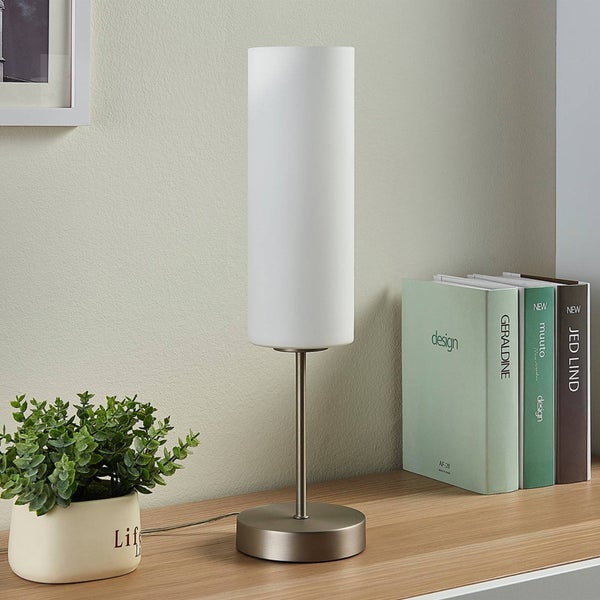 Lindby Tischlampe Felice (Modern) in Weiß aus Glas (1 flammig, E27) - Tischleuchte Schreibtischlampe Nachttischlampe Wohnzimmerleuchte