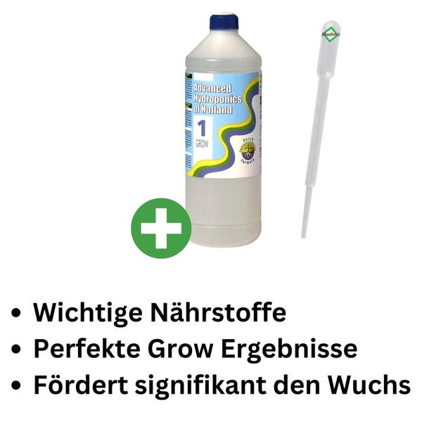 Advanced Hydroponics Grow – 5 Liter Wachstumsdünger mit Pipette, für schnelles Pflanzenwachstum, kräftige Pflanzen & vielseitige Anwendung für Indoor & Outdoor