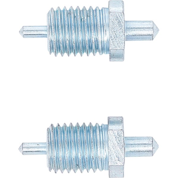 Zwei Dübelmarkierer aus Metall für präzise Holzverbindungen.