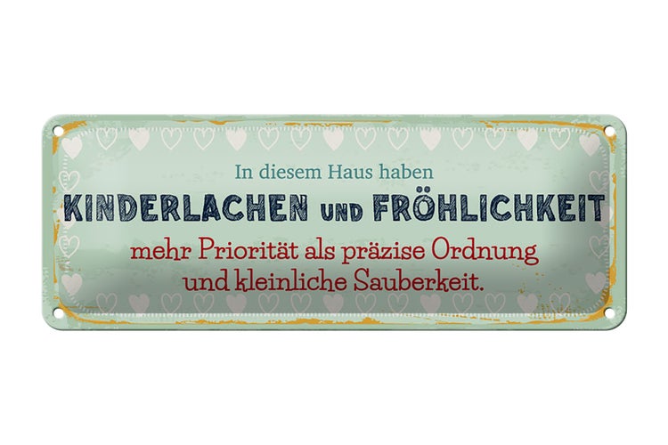 Blechschild Spruch 27x10 cm Kinderlachen und Fröhlichkeit Dekoration