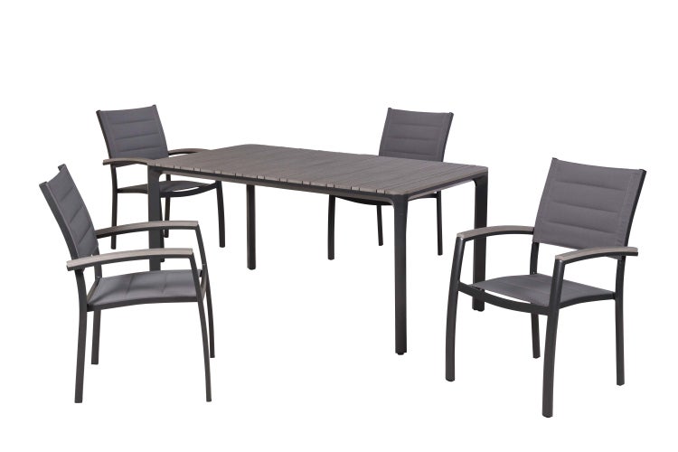 Gartenmöbelset mit Tisch und vier Stühlen