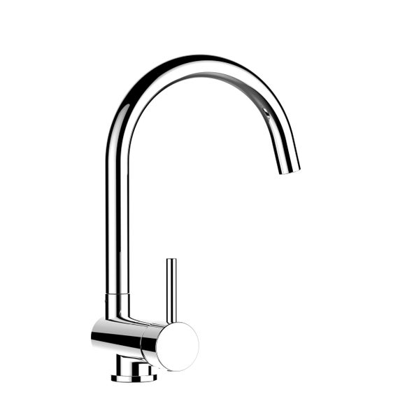 Wasserhahn Vorfenster Küchenarmatur, Umklappbar 6 CM, LINKER HEBEL, mit 360° schwenkbarem U-Auslauf, Verchromt