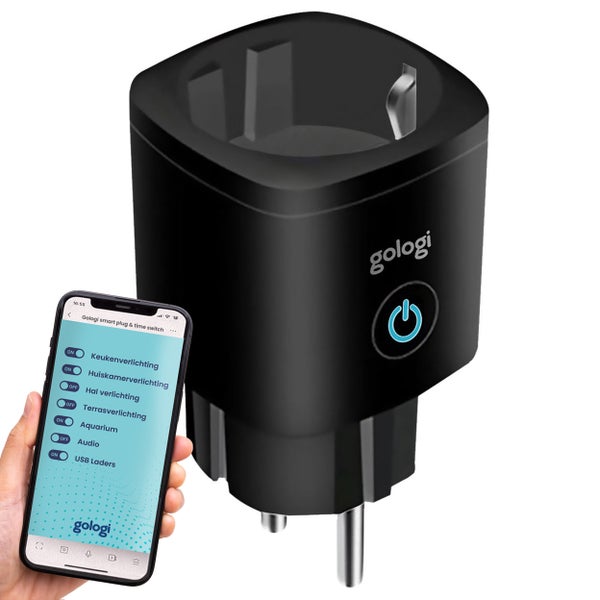 Gologi Smart plug - Smart plug - Zeitschaltuhr & Energiezähler - WIFI - Google Home & Amazon Alexa - Schwarz