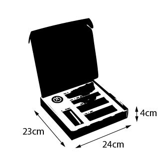 Musterbox mit Schienen und Farbmustern