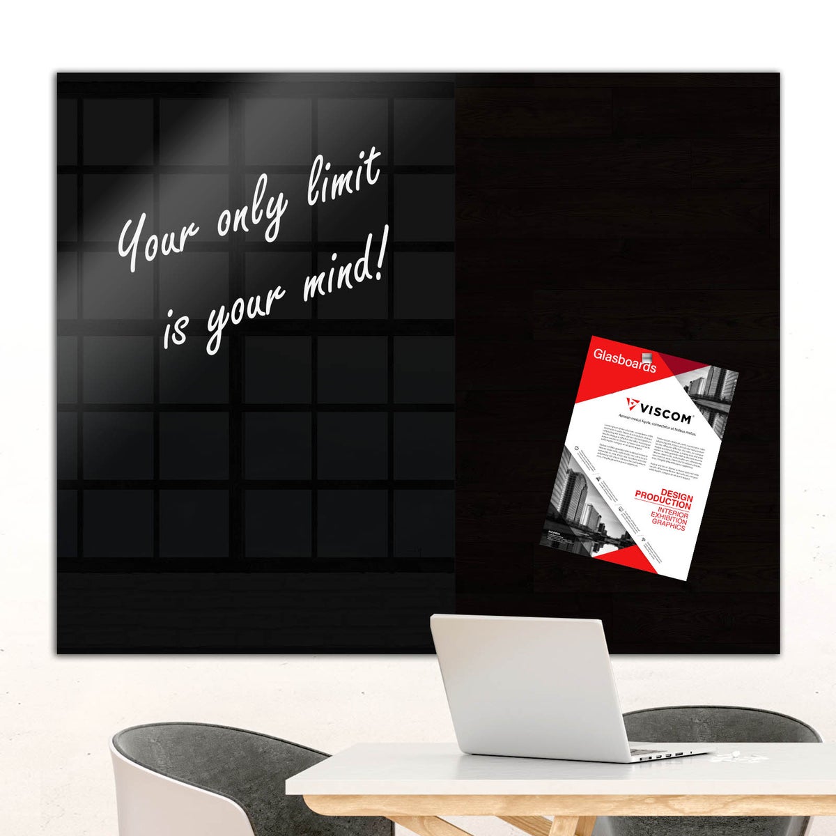 Design Glasmagnettafel MIO - stylisches Glasboard für Zuhause und im Büro - Glastafel beschreibbar und magnetisch - 90x120 cm Schwarz