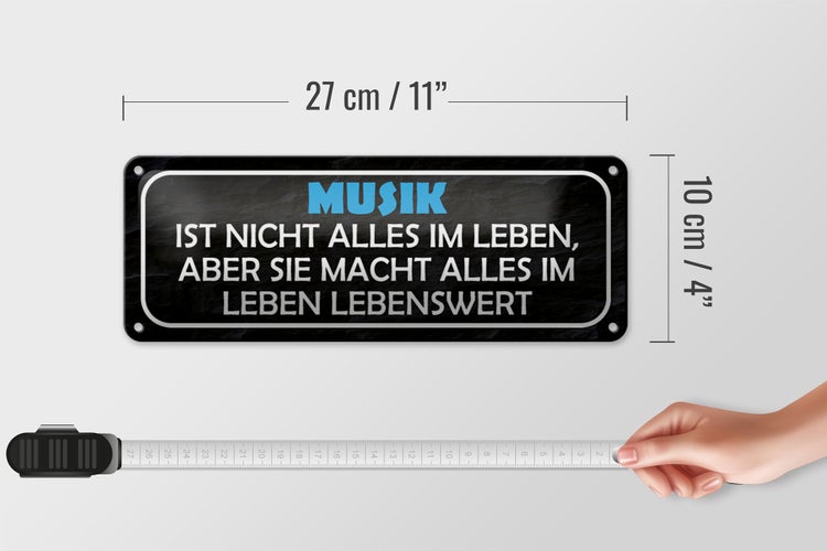 Blechschild Spruch 27x10cm Musik nicht alles im Leben aber Dekoration