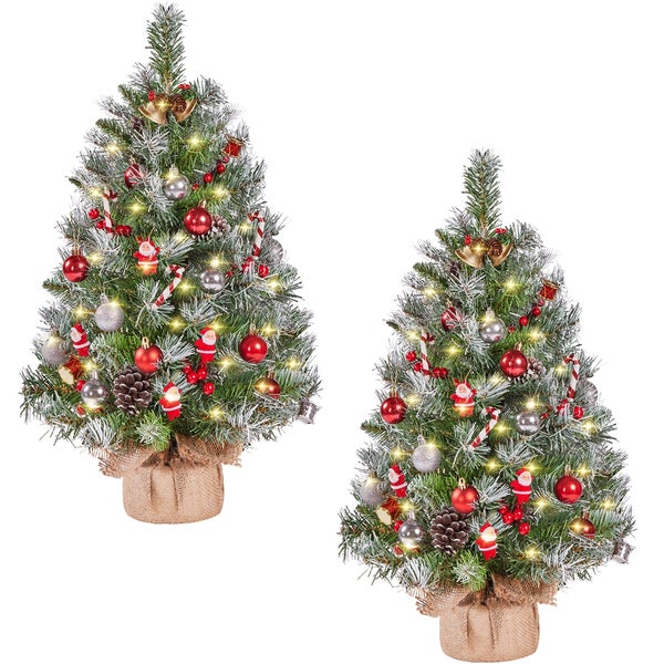 Yaheetech 2er-Set 92 cm Mini Künstlicher Weihnachtsbaum , Grün