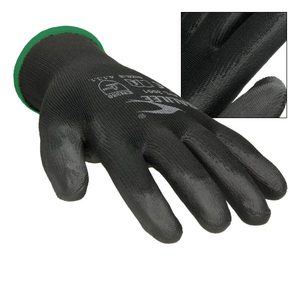 ECD Germany 1 Paar Arbeitshandschuhe mit PU-Beschichtung, Größe 11-XXL, Schwarz, atmungsaktiv, rutschfest, robust, Mechanikerhandschuhe Montagehandschuhe Schutzhandschuhe Gartenhandschuhe Handschuhe