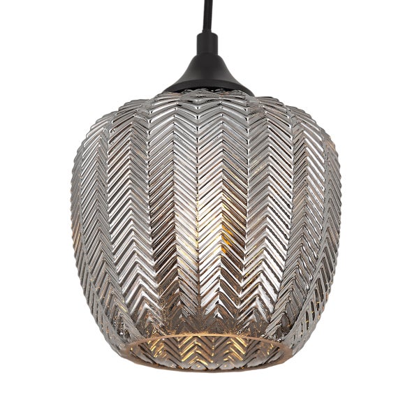 Pendelleuchte mit Zickzackmuster aus Glas