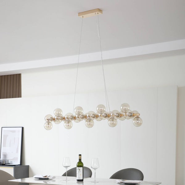 Lucande Pendelleuchte Naelen (Modern) in Gold / Messing aus Metall (25 flammig, G9) - Glas Hängelampe Esstischlampe Hängeleuchte Wohnzimmerleuchte