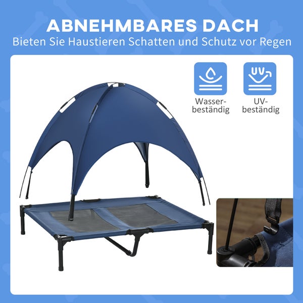 PawHut Hundebett, L92 x B76 x H90 cm, Stahl, Oxford, Netzstoff, Taftstoff, Dunkelblau+Schwarz
