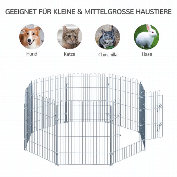 PawHut Welpenauslauf, 63B x 76H cm, Stahldraht, Silber
