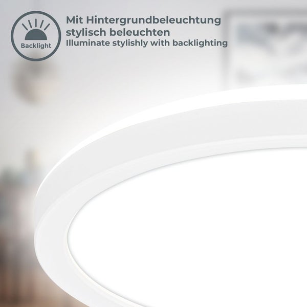 LED-Deckenleuchte mit Symbol für Hintergrundbeleuchtung für stilvolle Lichteffekte.