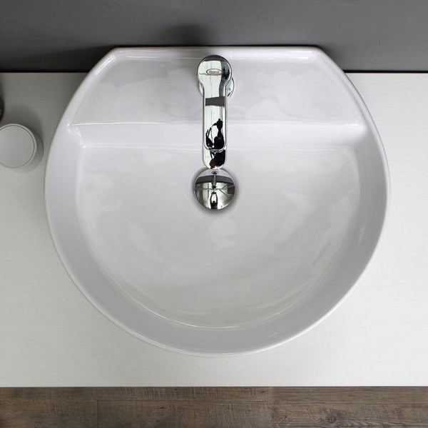 Weiße Ablage in Holzoptik für das Waschbecken in 120 cm | Valentina