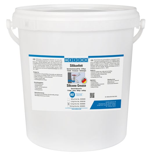 WEICON Silikonfett|lebensmittelechtes Schmierfett|5 kg|farblos, transluzent