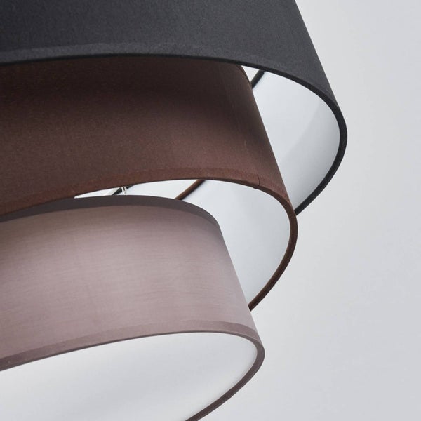 Lindby Textil Deckenleuchte rund 3 flammig, Ringe Deckenlampe Stoff Schwarz Braun Grau 3x E27 max. 60W ohne Leuchtmittel Schlafzimmerleuchte
