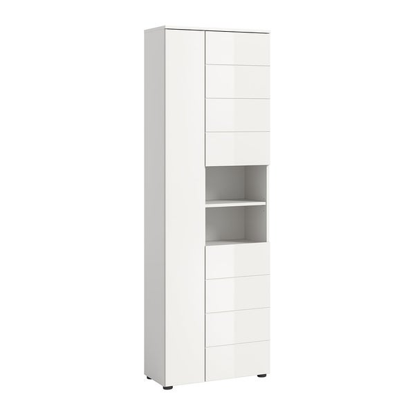 Vira Hochschrank Bad 3 Türen 2 Fächer weiß Hochglanz, weiß. 60 X 34 X 190 cm