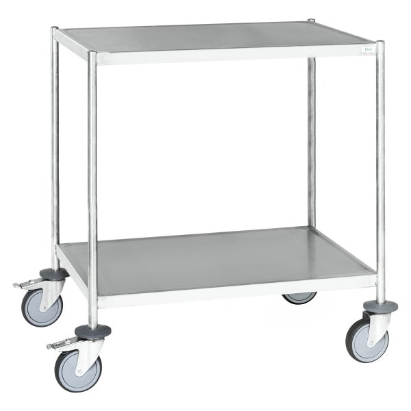 Servierwagen mit zwei Ablageflächen und Rollen