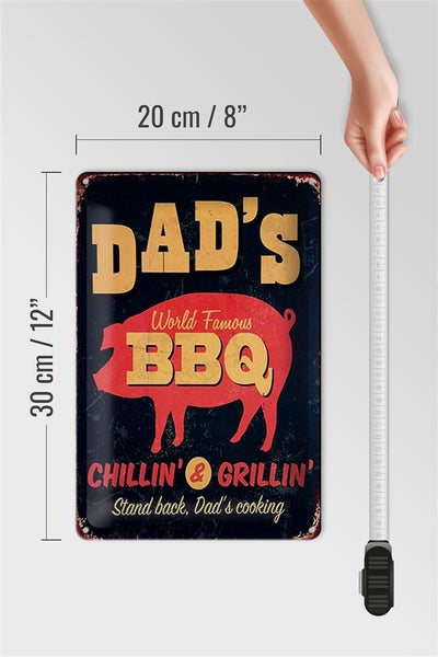 Blechschild Spruch 20x30cm Dad´s world famous BBQ grillin