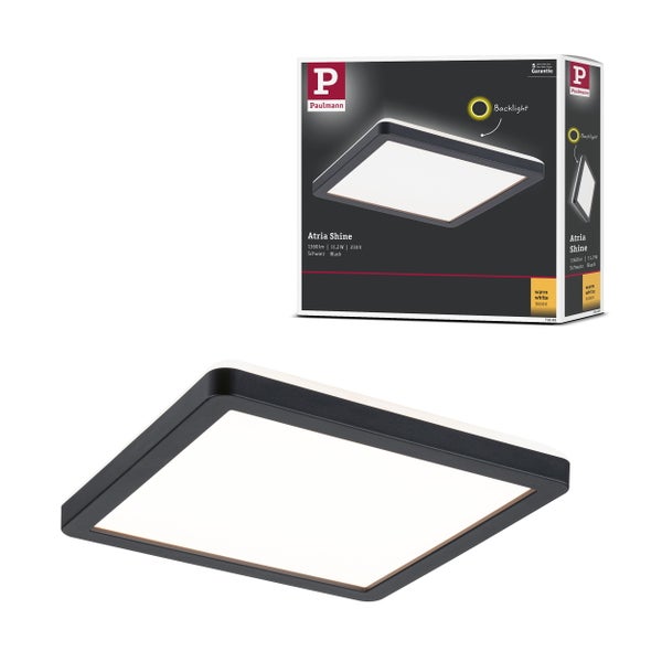 LED Panel Atria Shine Backlight eckig 190x190mm 11,2W 900lm 3000K Schwarz