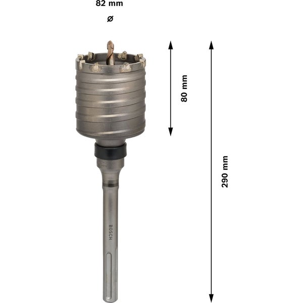 Bosch Logo, 82 Millimeter Mauerkrone mit 80 Millimeter Höhe und 290 Millimeter Gesamtlänge