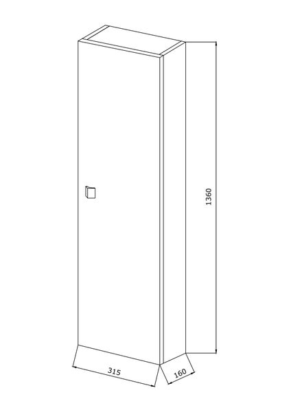 Technische Zeichnung eines Badezimmerschranks mit den Maßen 1360 x 315 x 160 mm