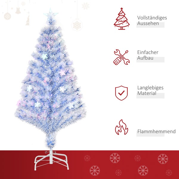 HOMCOM künstlicher Weihnachtsbaum, Ø60 x 120H cm, Metall, Weiß, Blau