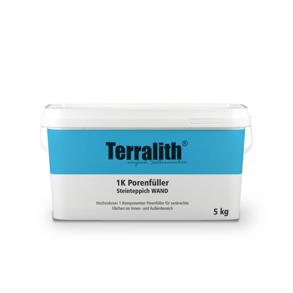 Terralith 1-Komponenten Porenfüller für Steinteppich Wand, 5 Kilogramm Eimer, hochviskos, für Innen- und Außenbereich.