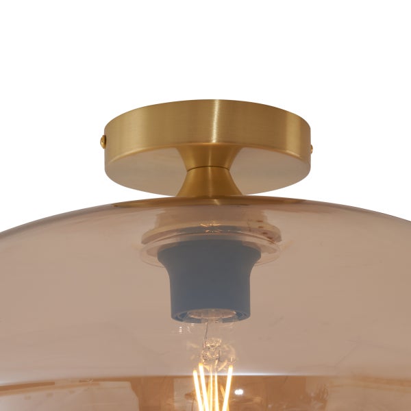 Deckenleuchte mit Glasschirm und Metallelement