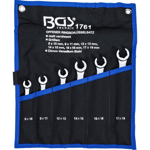 BGS Offener Doppel-Ringschlüssel-Satz SW 8 x 10 - 17 x 19 mm 6tlg. - 1761
