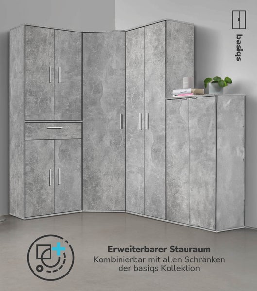 mokebo Eckschrank in Grau 'Der Lange', Schrank, Aufbewahrungsschrank oder Mehrzweckschrank