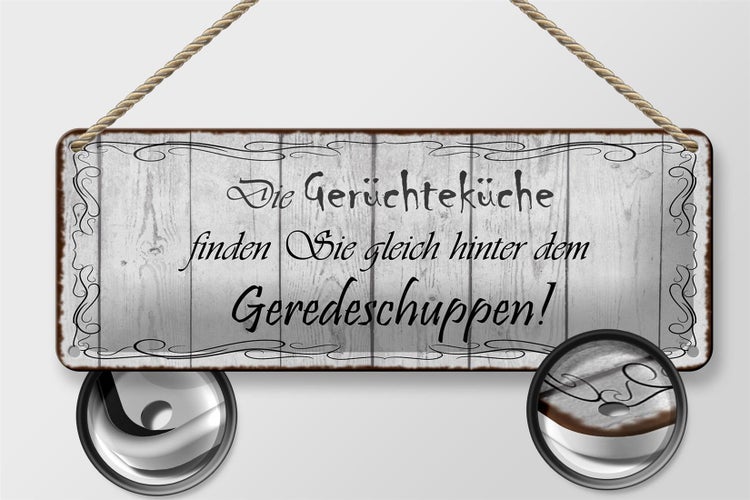 Blechschild Spruch 27x10cm Gerüchteküche Geredeschuppen Dekoration