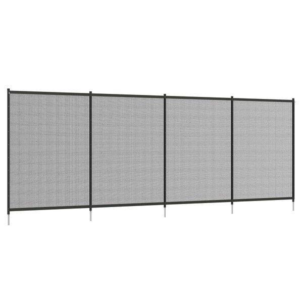 Outsunny Teichzaun, 4er Set Dekorative Gartenzaun mit Fuß Steckzaun für Terrasse, Balkon, Mesh, 365 x 126 cm, Aluminium, Netzstoff, Schwarz