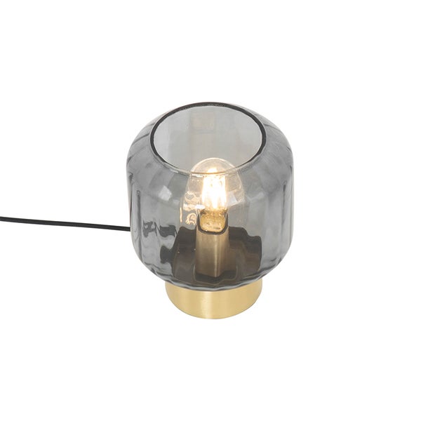 Tischleuchte aus Glas mit Metallelementen