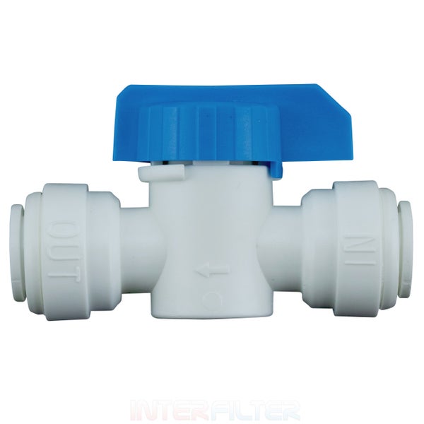 Kunststoff Kugelhahn fuer Wasserfiltersysteme mit Schnellsteckanschluss