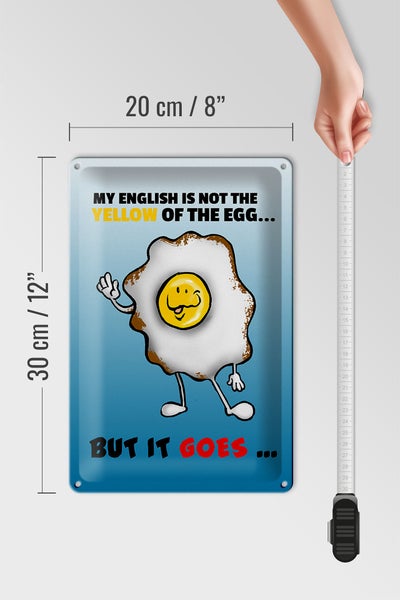 Blechschild Spruch 20x30cm My English not the yellow of egg