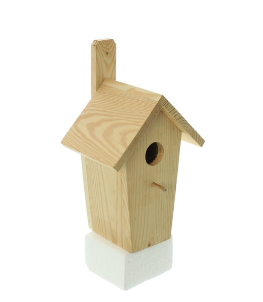 FRANK FLECHTWAREN | Nistkasten Vogelhaus, HOLZ, Häuschen 15 x 11 x 20 cm, GH 30 cm