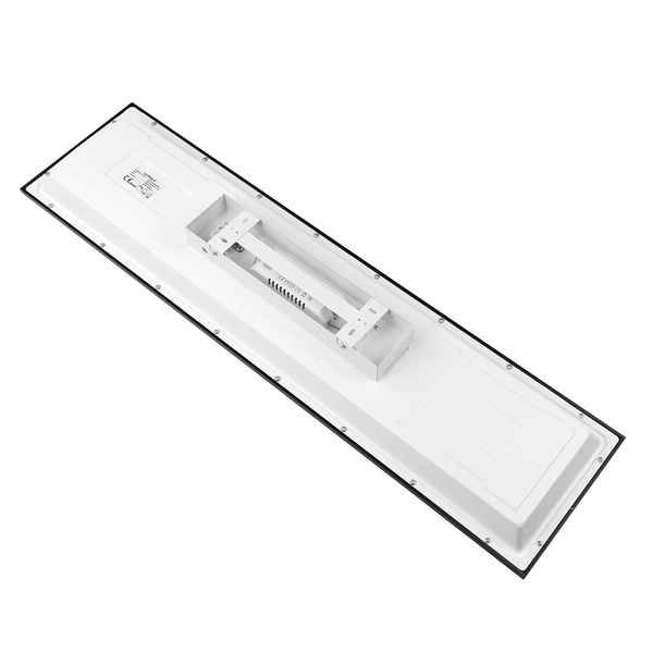 Rückseite einer LED-Deckenleuchte mit schwarzem Rahmen und weißem Gehäuse