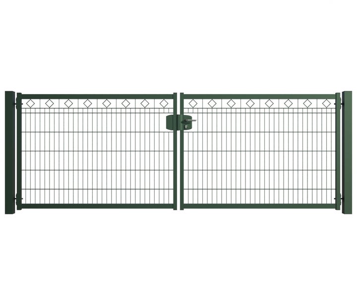 Doppeltor aus Metall mit Diamantmuster