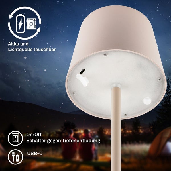 LED Tischlampe Akku LED Tischleuchte Dimmbar Kabellos Touch Aussen/Innen