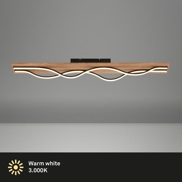 Deckenlampe Wellenförmige Deckenleuchte Schlafzimmer Wohnzimmer Warmweiß Holz