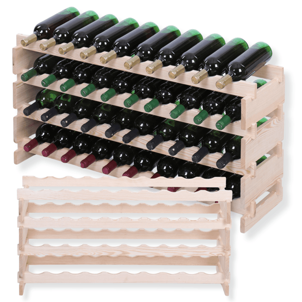 Weinregal VINOTECA FLEX PRO HxBxT 51x103x28cm 40 Flaschen auf 4 Ebenen Massives Kiefernholz Natur unbehandelt