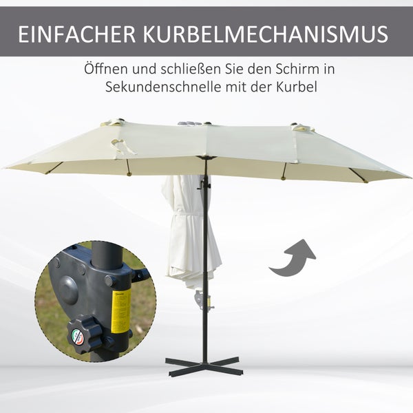 Outsunny Sonnenschirm, L270 x B440 x H250 cm, Metall, Polyester, weiß