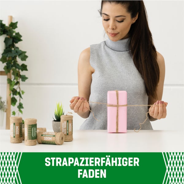GardenGloss® Juteschnur aus Naturfaser - 100% Biologisch Abbaubar - Zweifädige Schnur für Garten, Basteln, DIY und Geschenkverpackung (200m Länge, 1mm Stärke)