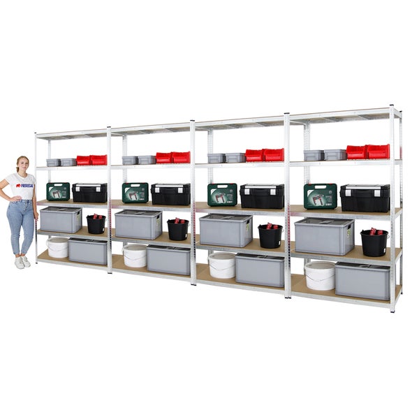 PROREGAL Mega Deal 4x Schwerlastregal Giant Ragnar HxBxT 200 x 120 x 50 cm Fachlast 175 kg Verzinkt