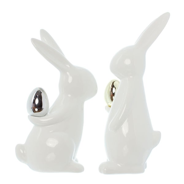 FRANK FLECHTWAREN | Osterhase Classical, 2er Set, PORZELLAN, Höhe 20 cm, 23 cm
