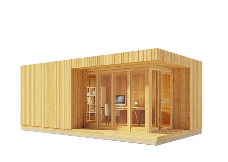 Alpholz Home-Office Nr,21 Gartenhaus aus Holz, Holzhaus mit 19 mm Wandstärke Blockbohlenhaus, Naturbelassen 6x3,6m