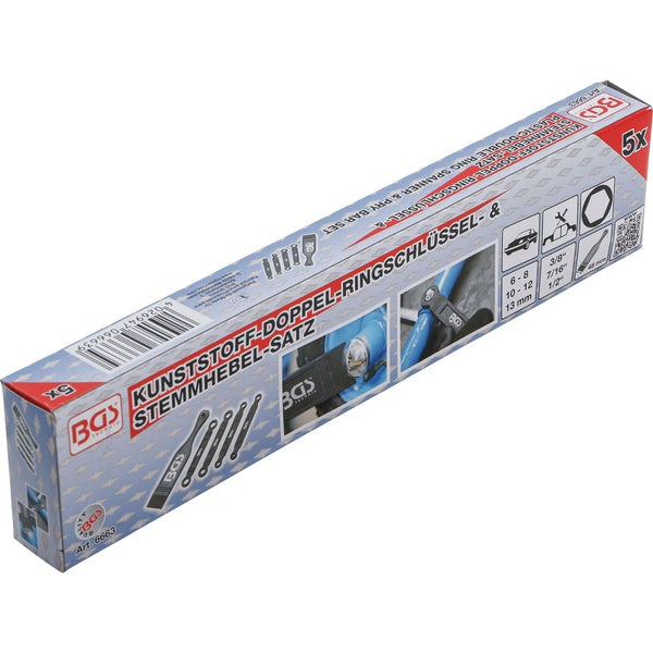 BGS Technic Kunststoff Doppelringschlüssel und Hebel Satz in Produktverpackung