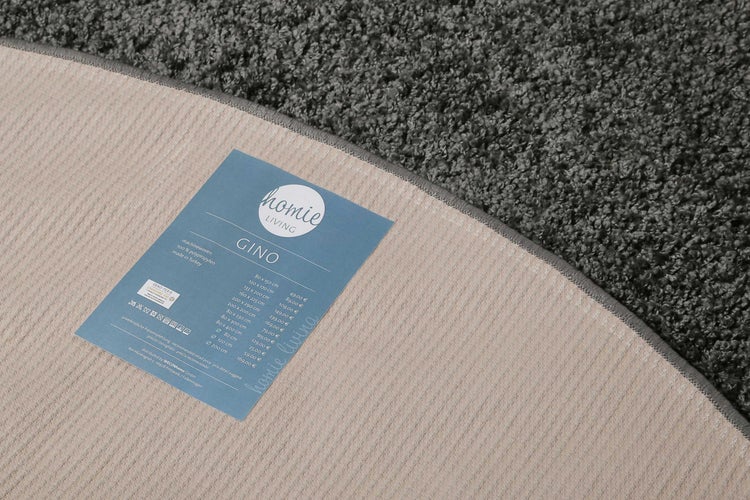 Teppich Rund Anthrazit Hochflor GinoHomie Living 200 cm rund