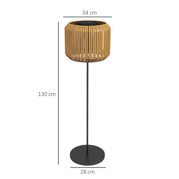 Outsunny Rattan Solarlampe, Wegleuchte mit Warmweißem Licht,  Lichtsensor, Ø26,5 x H177 cm, Stahl, Gelb